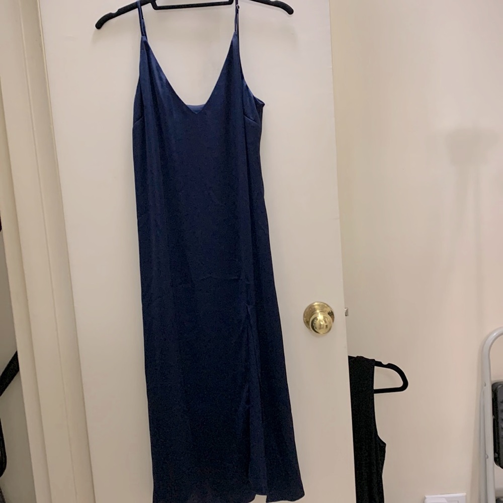 Wilfred side slit dress in navy